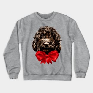 Dog Cute Vintage Puppy Pet with Red Bow Crewneck Sweatshirt